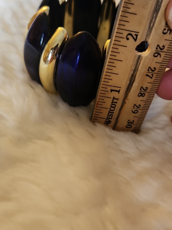 Indigo And Gold Stretch Dome Bracelet - Women's Jewelry - Picture 4 of 5